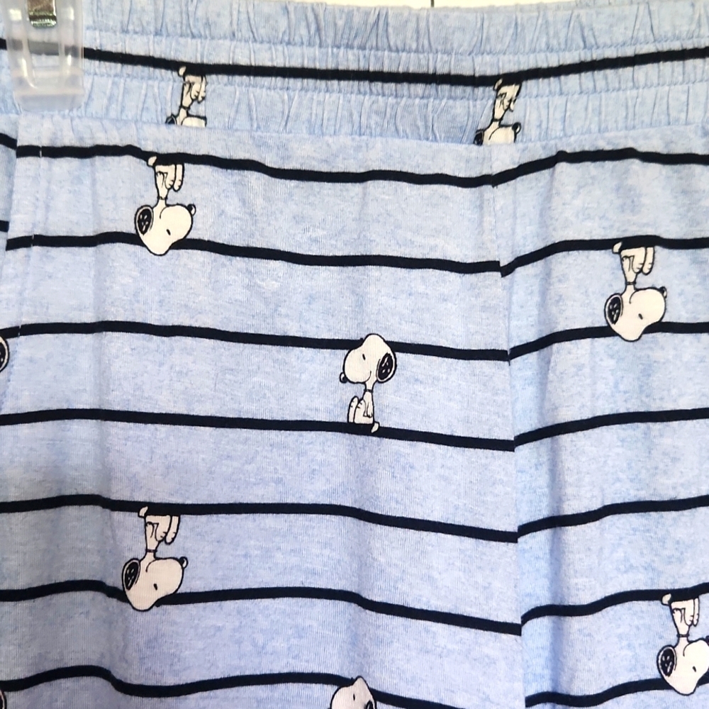 Peanuts Snoopy Cozy Pajama Shorts | Medium | Blue Striped Lounge Shorts - Picture 4 of 10